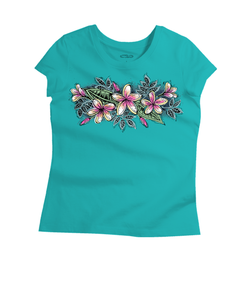 Sketchy Plumeria - Ocean Short Sleeve Pima T-Shirt