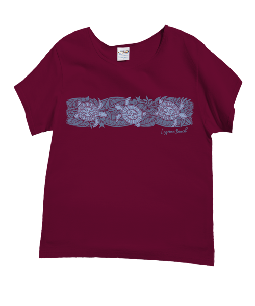 Turtle Trio Band - Pomegranate Dyed Short Sleeve Scoop Neck T-Shirt