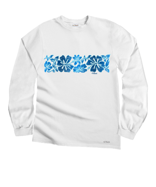 Surfa Stripe - White Long Sleeve Crewneck T-Shirt