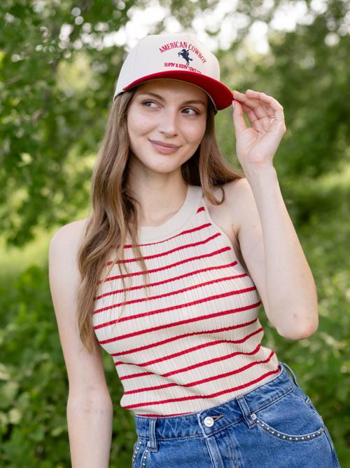 Skies Are Blue Striped Rib Tank Top