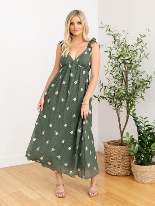 Floral Embroidered Midi Dress