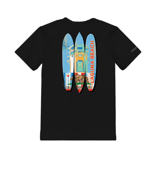 Laguna Beach Lifeguard Surf - Black Short Sleeve Crewneck T-Shirt