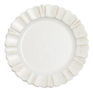Elegant Embossed Disposable Plastic Plates 40 pc Pack - White– CV Linens