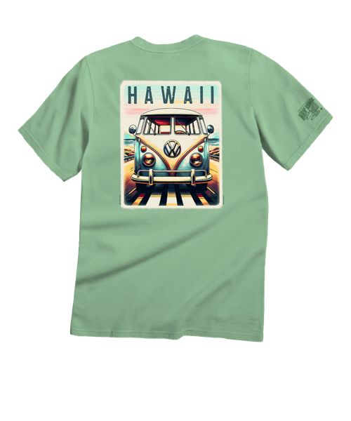Volkswagen Nostalgic Scenic Drive - Key Lime Dyed Short Sleeve Crewneck T-Shirt