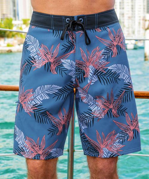 Keanu Tribal Slate Blue Eco HydroPrint Board Shorts