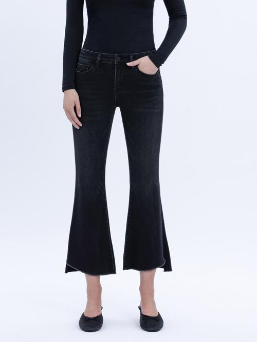 VERVET Black Mid Rise Super Soft Crop Flare