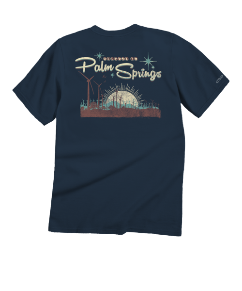 Palm Springs Windmills - Navy Short Sleeve Crewneck T-Shirt