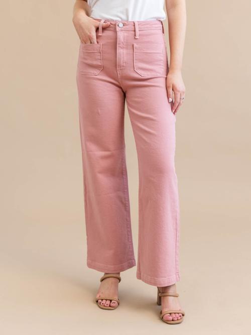 Just Black Dusty Coral Patch Pocket Wide Leg