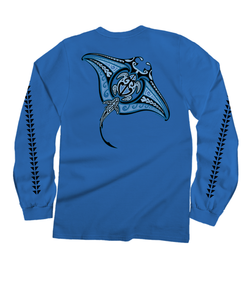 Ehukai Manta - Blue Hawaii Dyed Long Sleeve Crewneck T-Shirt