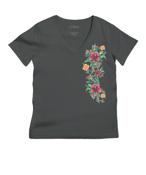 Turtle Dream - Graphite Short Sleeve Pima V-Neck T-Shirt