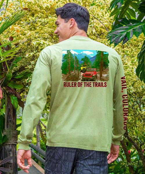 Jeep Rubicons Trail - Hemp Dyed Long Sleeve Crewneck T-Shirt