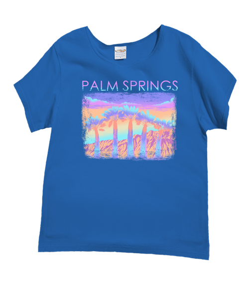 Pastel Palms - Blue Hawaii Dyed Short Sleeve Scoop Neck T-Shirt
