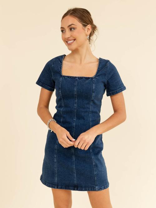 Skies Are Blue Washed Denim Mini Dress
