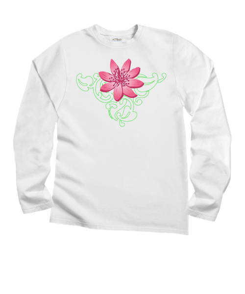 Lily Tattoo - White Long Sleeve Crewneck T-Shirt