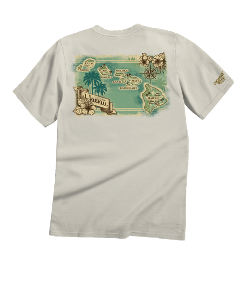 Hawaiian Islands Map - Coconut Dyed Short Sleeve Crewneck T-Shirt