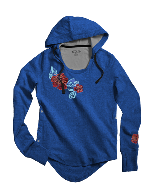 Hibiscus Current - Midnight Long Sleeve Harmony Hooded T