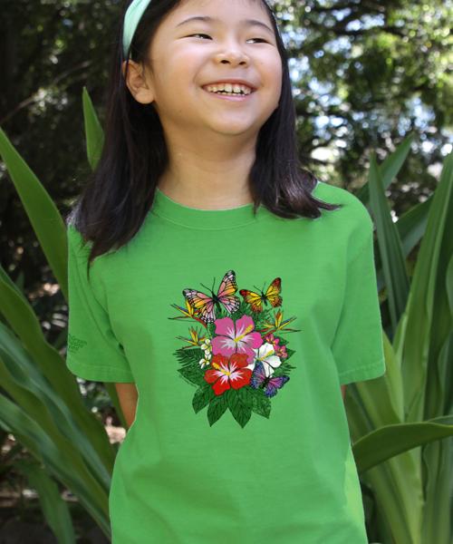 Butterfly Bouquet - Green Apple Dyed Short Sleeve Crewneck T-Shirt