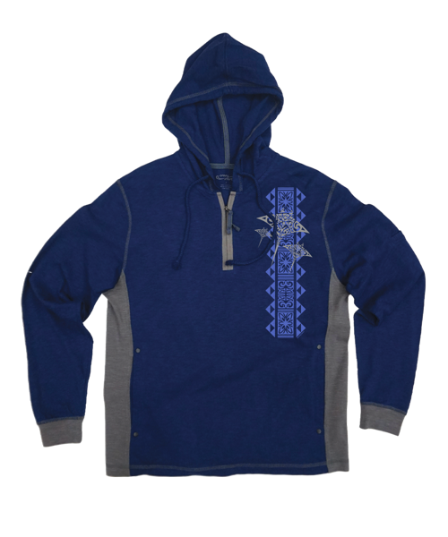 Hahalua Trio - Midnight/Gray Long Sleeve Longboard Hooded Tee