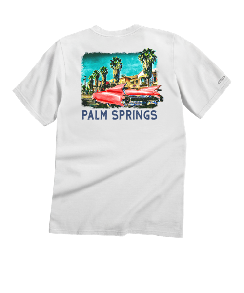 Retro Palm Canyon Drive - White Short Sleeve Crewneck T-Shirt