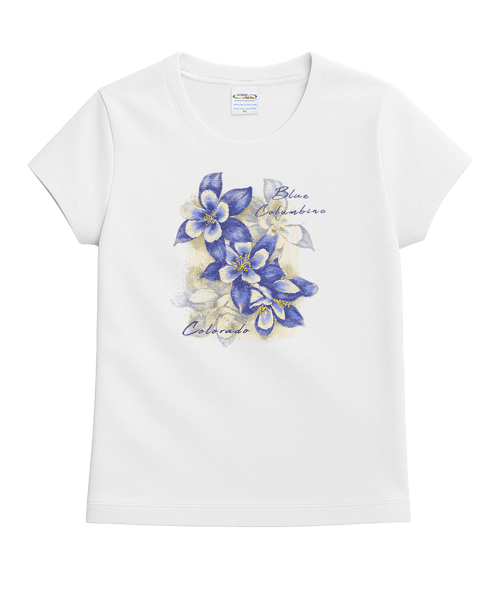 Blue Columbine - White Short Sleeve Crewneck T-Shirt