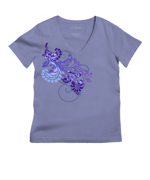 Waterfalls - Periwinkle Short Sleeve Pima V-Neck T-Shirt