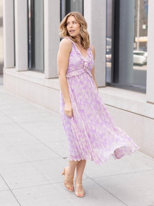 ASTR Pleated Ruffle Dress