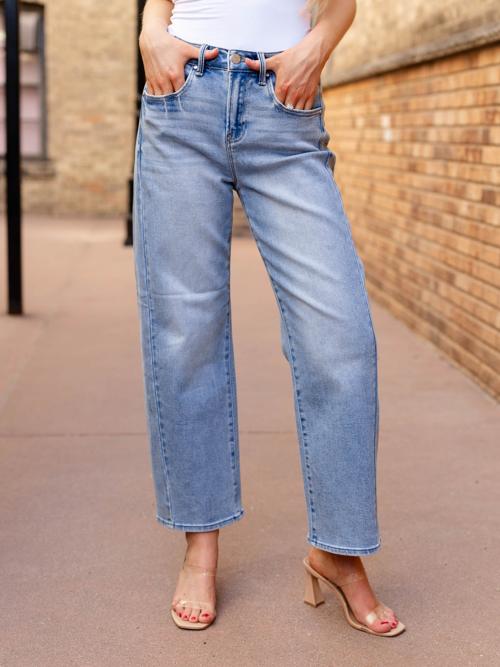 RISEN Adjustable Waist High Rise Crop Barrel