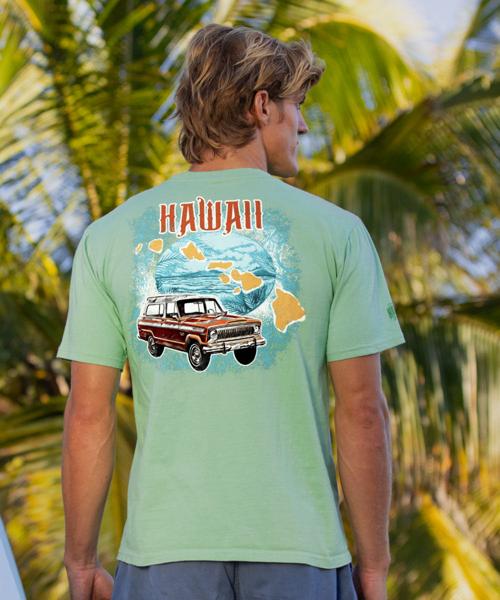 Jeep Hawaiian Islands - Key Lime Dyed Short Sleeve Crewneck T-Shirt