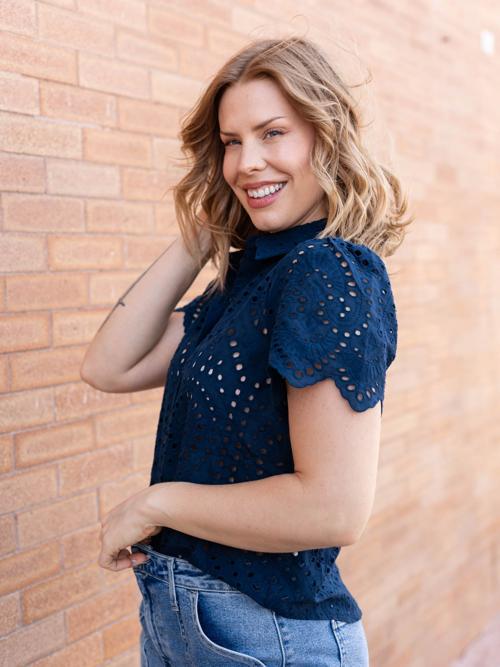 Skies Are Blue Eyelet Lace Top