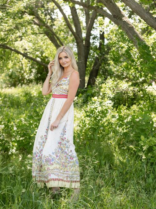 Skies Are Blue Border Print Cami Dress