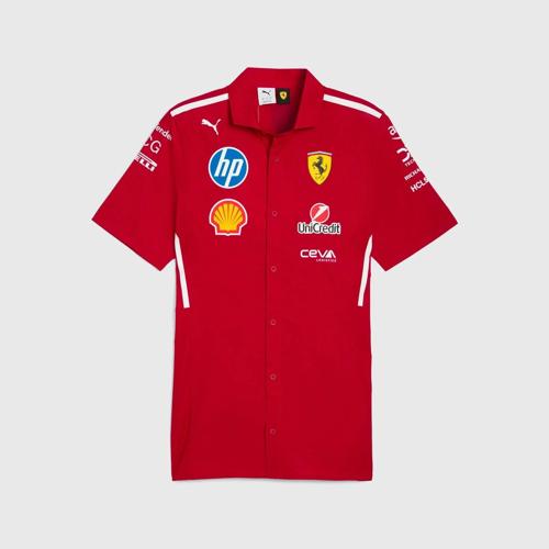 Scuderia Ferrari F1 2025 Team Button Down Shirt - Dark Cherry