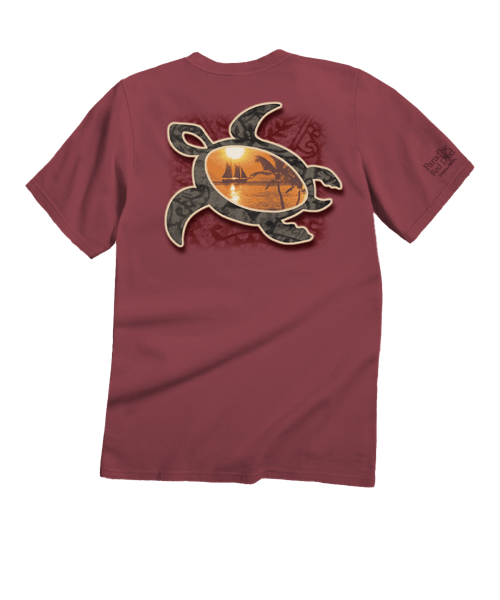 Sunset Honu - Paradise Red Dyed Short Sleeve Crewneck T-Shirt