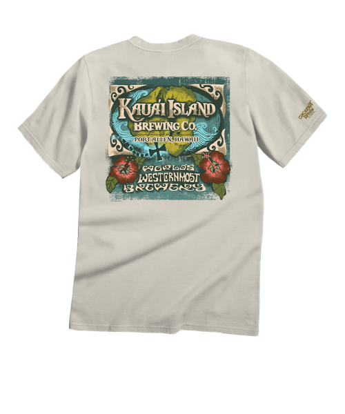 Kauai Island Brewing Co Retro Label - Coconut Dyed Short Sleeve Crewneck T-Shirt