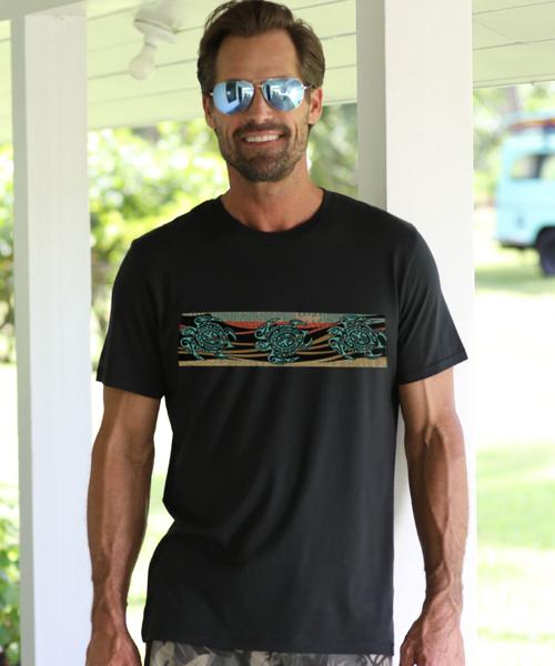 Tribal Tri Honu - Jet Black Short Sleeve Pima T-Shirt