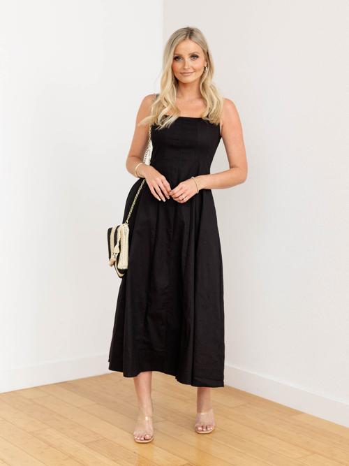 Cotton A-Line Midi Dress