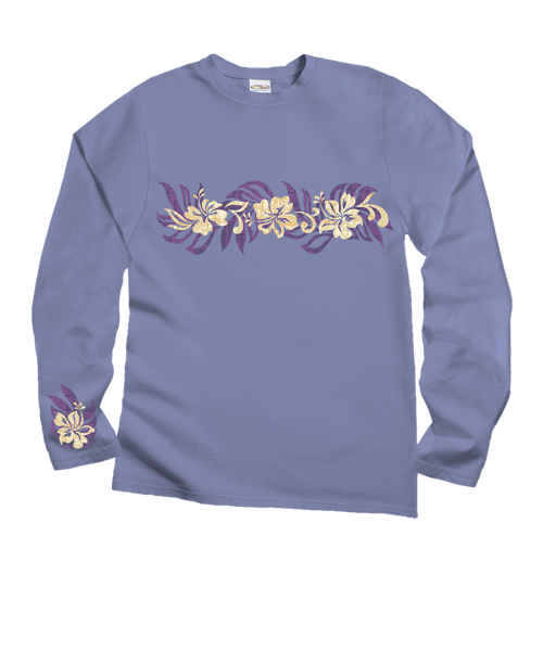 Oceania Stripe - Lavender Dyed Long Sleeve Crewneck T-Shirt