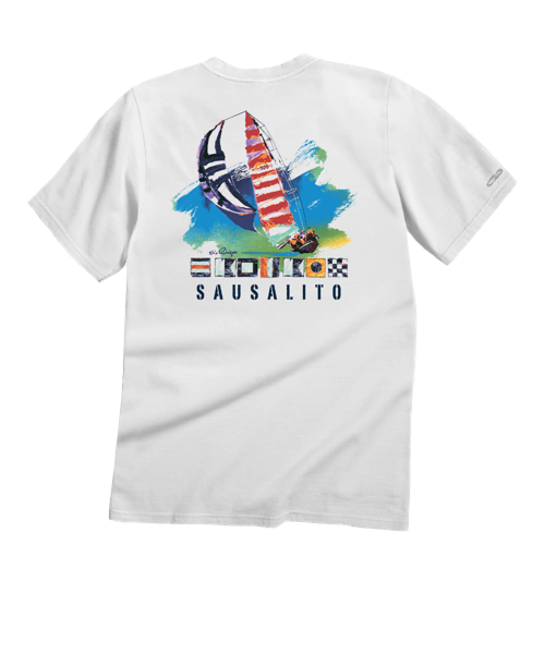Painted Sails - White Short Sleeve Crewneck T-Shirt