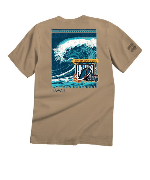 Haleiwa Sign North Shore - Kona Coffee Dyed Short Sleeve Crewneck T-Shirt