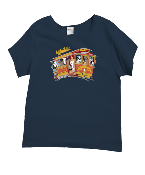 Dog Trolley - Navy Short Sleeve Scoop Neck T-Shirt