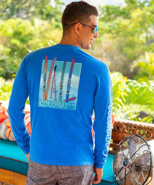 Vail Skis - Blue Hawaii Dyed Long Sleeve Crewneck T-Shirt