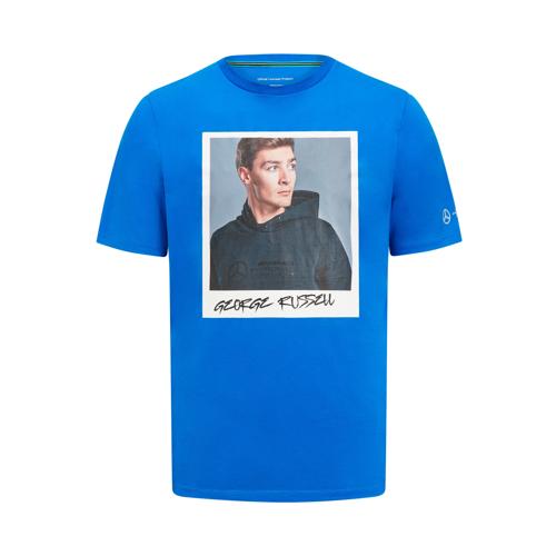 Mercedes AMG Petronas F1 George Russell Portrait T-Shirt - Blue