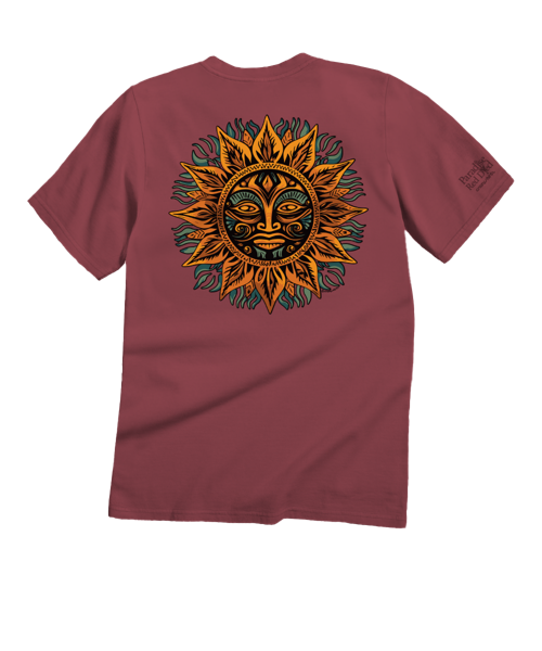 Radiating Sun - Paradise Red Dyed Short Sleeve Crewneck T-Shirt