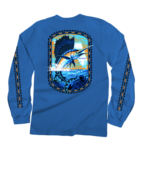 Sailfish Florida - Blue Hawaii Dyed Long Sleeve Crewneck T-Shirt