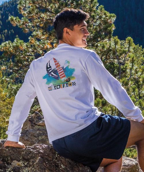 Painted Sails - White Long Sleeve Crewneck T-Shirt