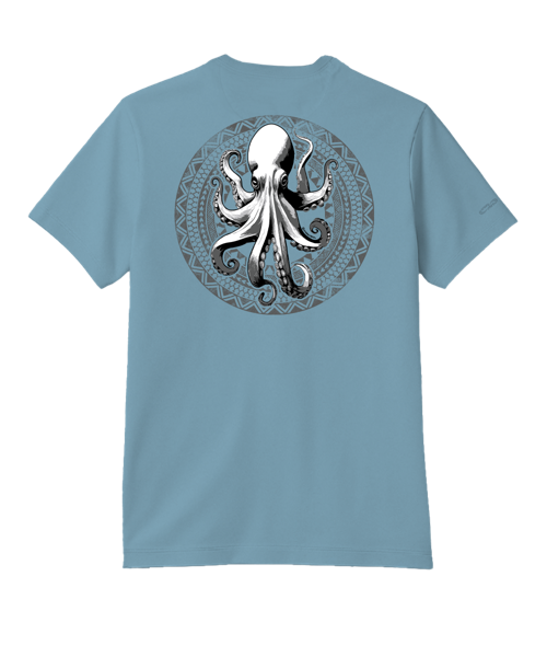 Octopus Tribal Circle - Cool Blue Short Sleeve Pima T-Shirt