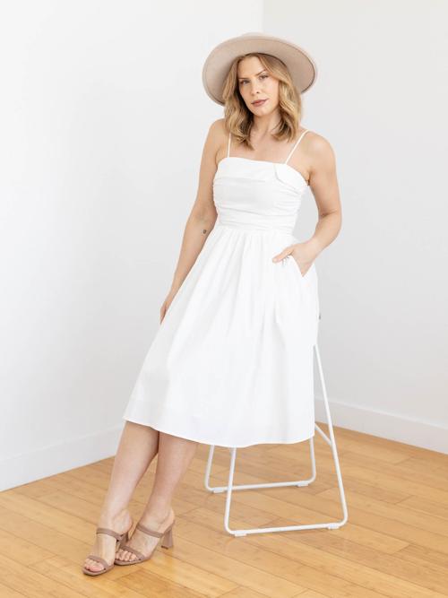 Shirring Detail Midi Dress