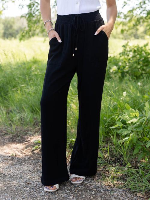 Allie Rose Soft Linen Smock Waist Pant