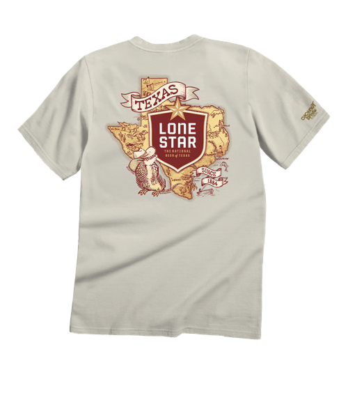 Pabst Lone Star Map - Coconut Dyed Short Sleeve Crewneck T-Shirt