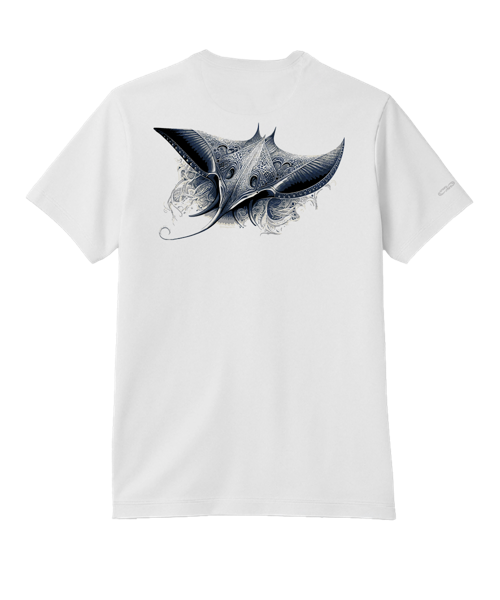Tribal Manta Ray - White Short Sleeve Pima T-Shirt