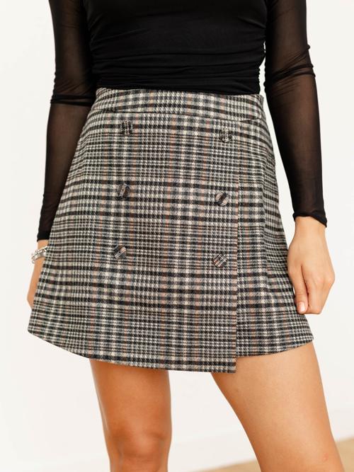 Skies Are Blue Plaid Pattern Skirt